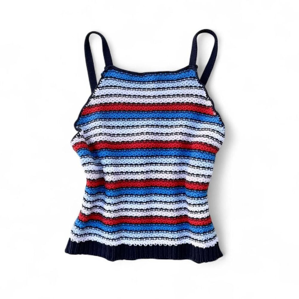 Forever 21 Red Blue White Striped Indie Knitted Cami Top Size S
